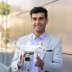Hamid Jafarbiglu posing with drone