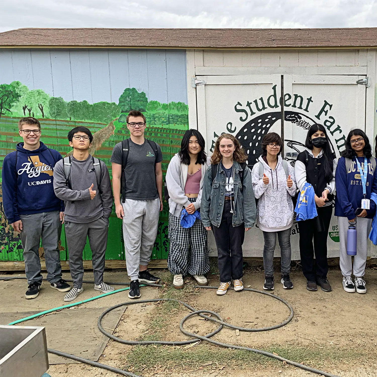 Group touring the student farm