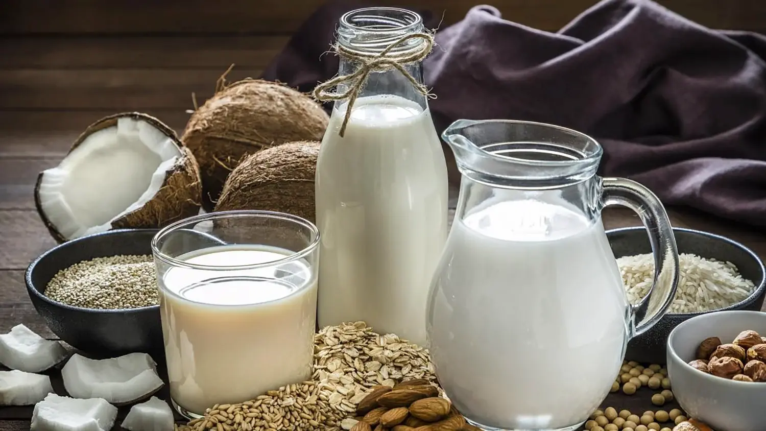 Milk in jars on a table