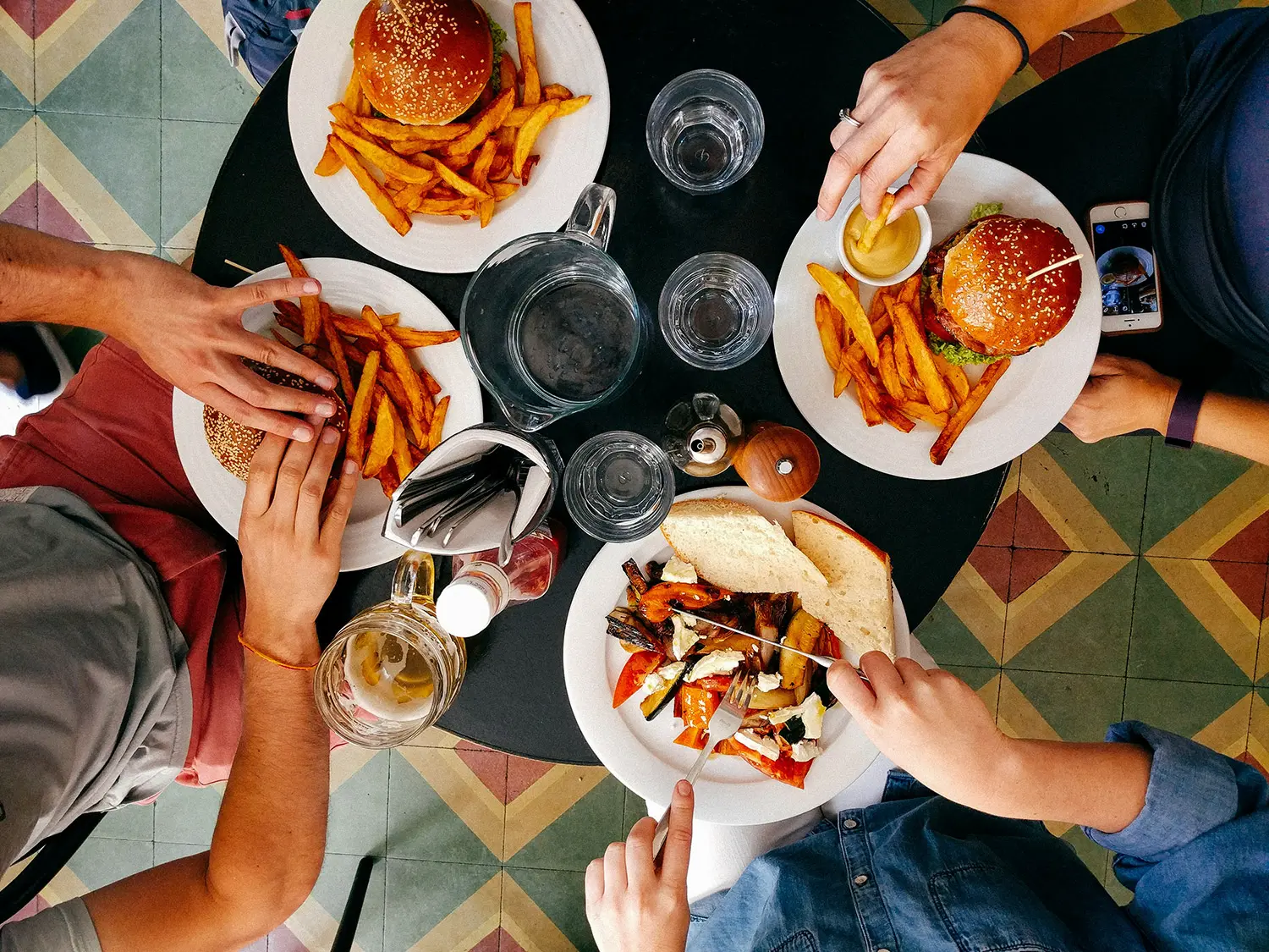 People eating at a table