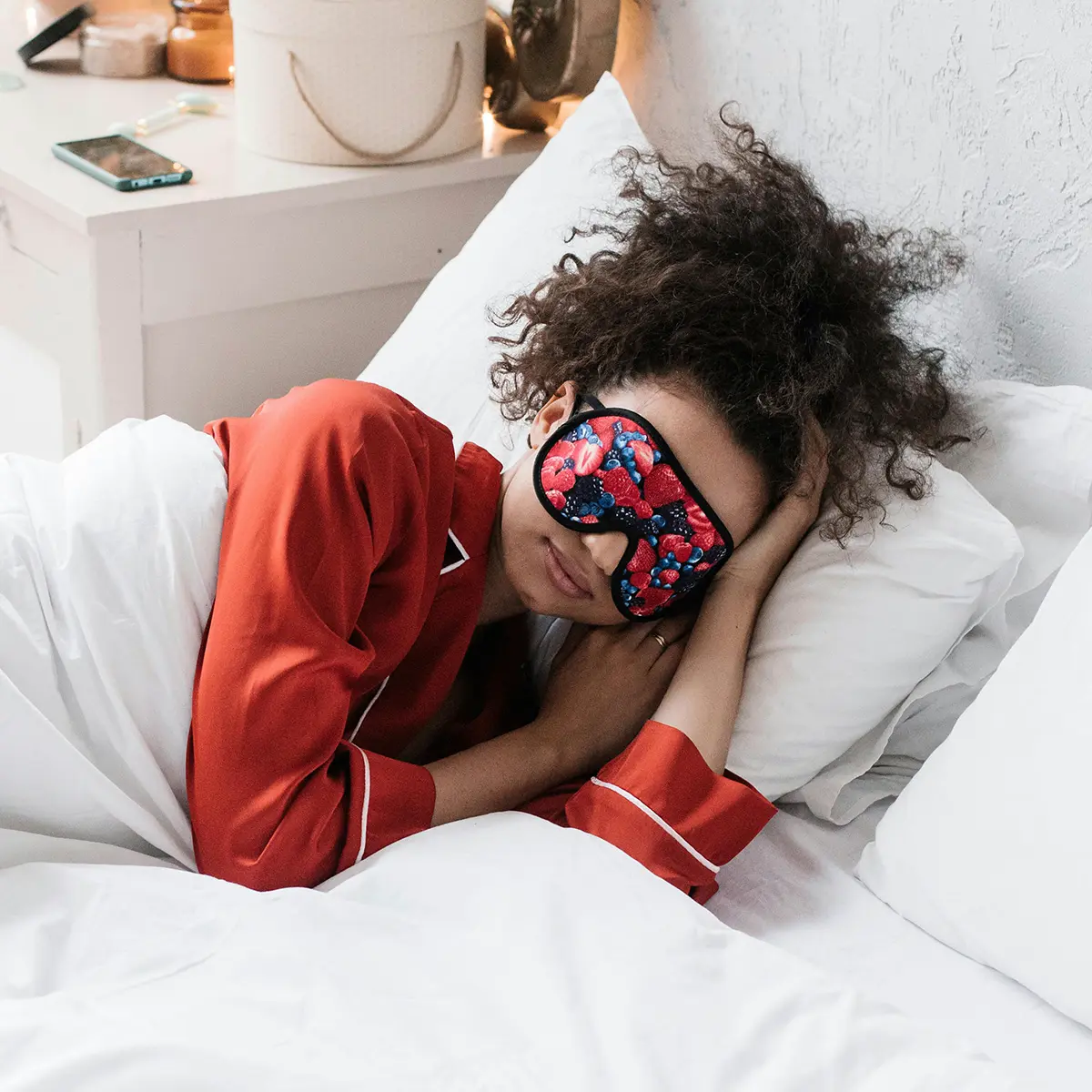 Woman sleeping with mask on her face