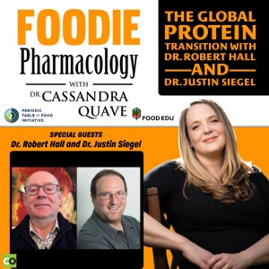 Foodie Pharmacology podcast icon with photos of host and guests.